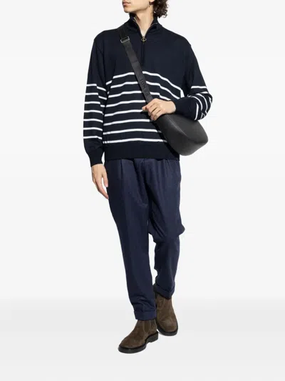 Paul & Shark Wool-blend Striped Sweater In Blue