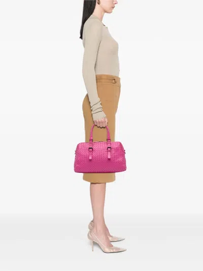 Pre-owned Bottega Veneta 2012-2025 Nappa Intrecciato Boston Bag In Pink