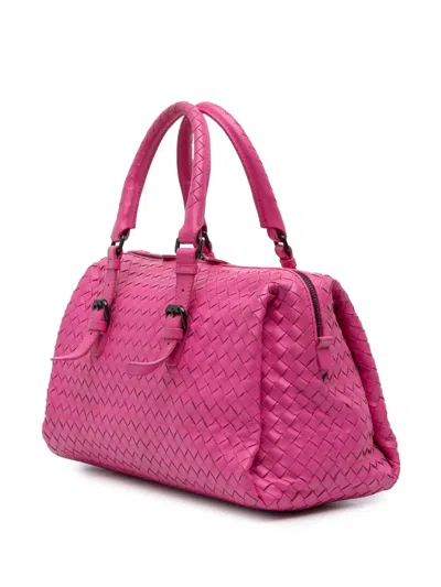 Pre-owned Bottega Veneta 2012-2025 Nappa Intrecciato Boston Bag In Pink