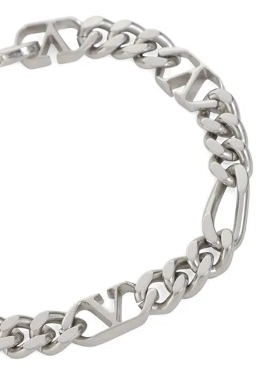 Valentino Garavani Vlogo Signature Metal Bracelet In Palladium