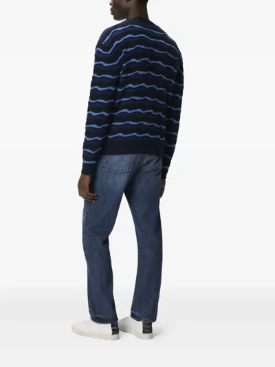 Missoni Cardigan In Pure Wool With Wave Stitch In Multi