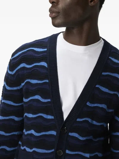 Missoni Cardigan In Pure Wool With Wave Stitch In Multi