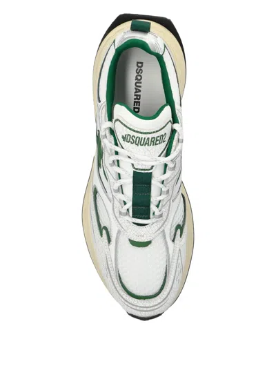 Dsquared2 Textured Mesh Sneakers Rubber Sole Pull Tab In White