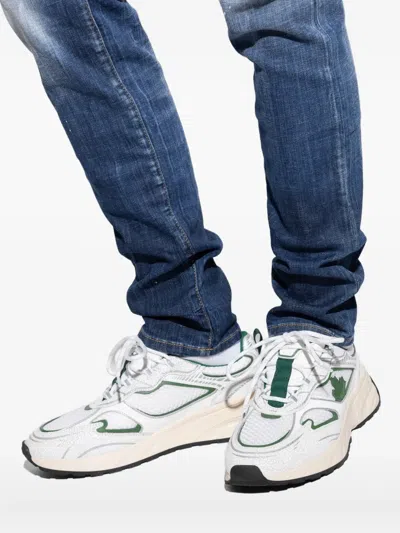 Dsquared2 Textured Mesh Sneakers Rubber Sole Pull Tab In White