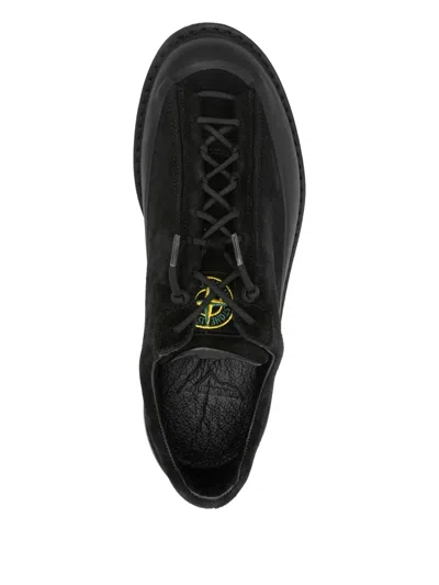 Stone Island Low-top Suede Sneakers Pull Tab In Black