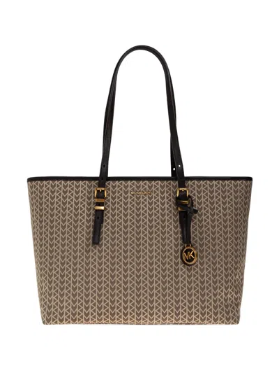 Michael Michael Kors Large Quinn Patterned Tote Bag In Brown