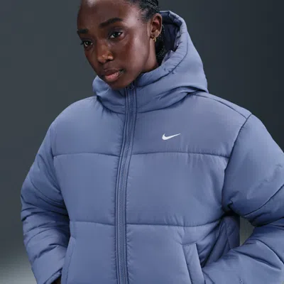 Nike Sportswear Classic Hooded Therma Fit Puffer Jacket In Blue