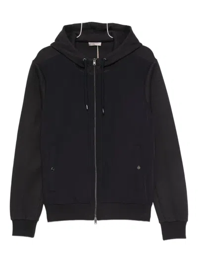 Herno Contrast-panel Piqué Jacket In Black