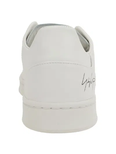 Y-3 White Leather Sneakers With Rounded Toe And Lace-up Closure