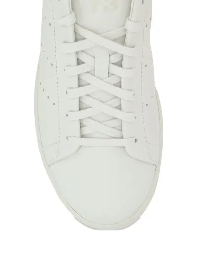 Y-3 White Leather Sneakers With Rounded Toe And Lace-up Closure