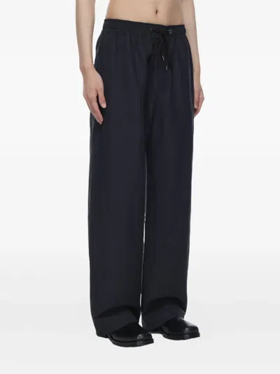 Studio Nicholson Drawstring Linen-blend Trousers In Blue