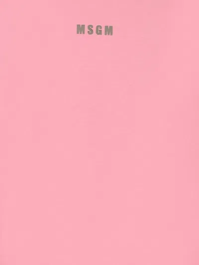 Msgm Mock-neck Logo-print Top In Pink