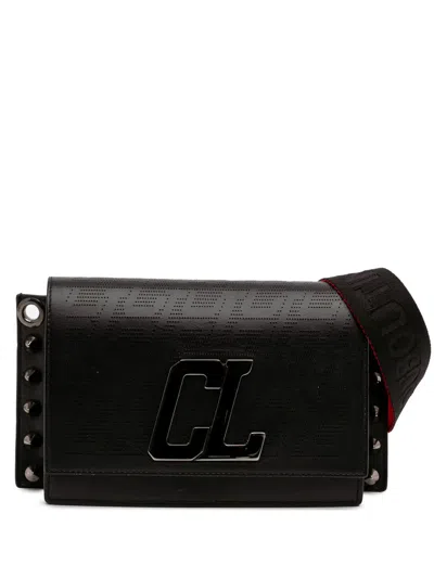 Pre-owned Christian Louboutin 2021-2025 Leather Wallstrap Monogram Messenger Bag Crossbody Bag In Black