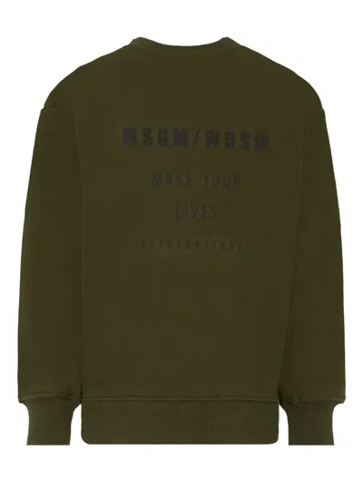 Msgm Green Sweatshirt For Boy With Logo In Green