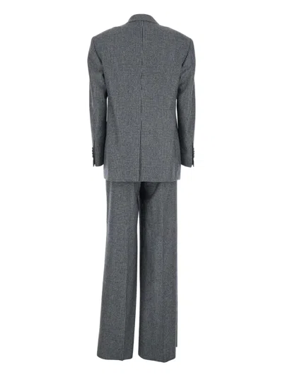 Tagliatore Tailored Double Breasted Blazer With Houndstooth Pattern In Gray