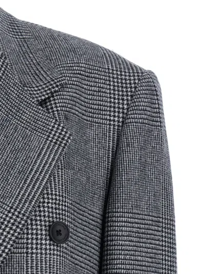 Tagliatore Tailored Double Breasted Blazer With Houndstooth Pattern In Gray