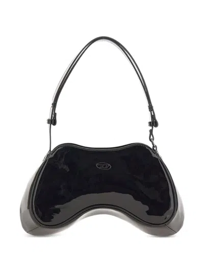 Diesel Play-glossy Shoulder Bag In Black