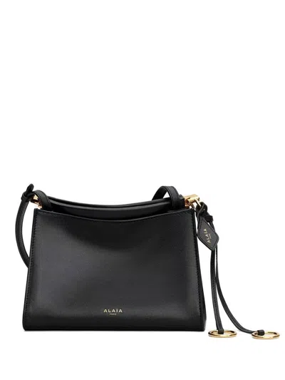 Alaïa Alaia Black Leather Small Square Crossbody Bag In Black