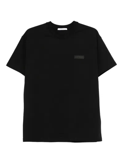 Givenchy Black Crewneck T-shirt With Logo Patch On The Front In Cotton Man