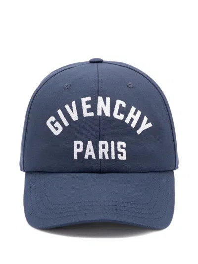 Givenchy Men Baseball Cap With Embroidered Logo In Blue