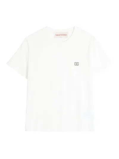 Valentino Garavani Cotton T-shirt With Vlogo Patch In White