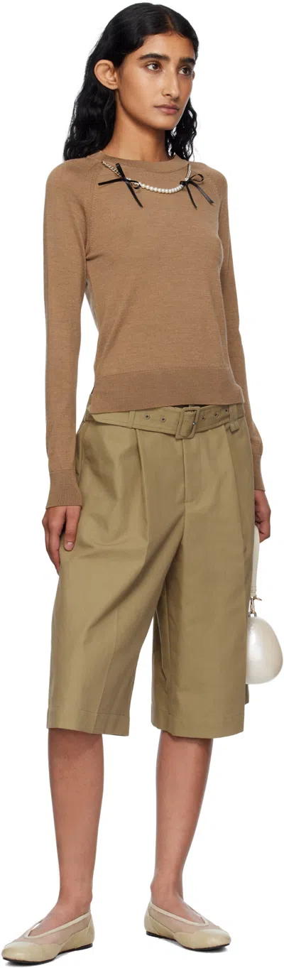 Simone Rocha Beige Wide Leg Multi Belt Loop Shorts In Neutral