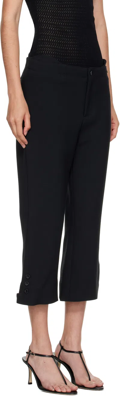 Victoria Beckham Buttoned Cuff Cropped Wool Trousers In Black