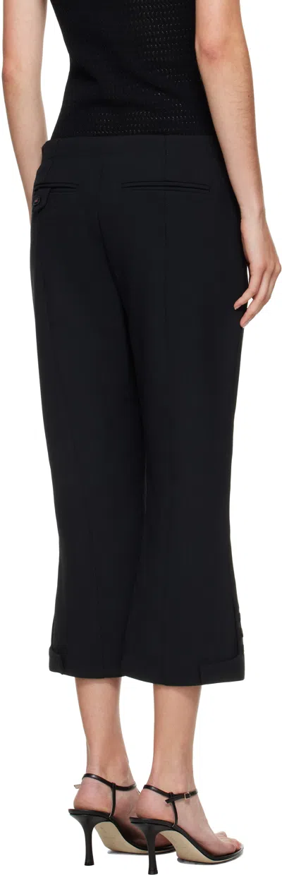 Victoria Beckham Buttoned Cuff Cropped Wool Trousers In Black