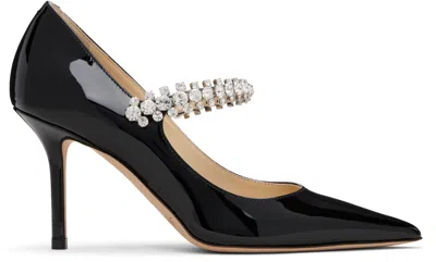 Jimmy Choo Bing 85 Crystal-embellished Pumps In Patent Leather In Black