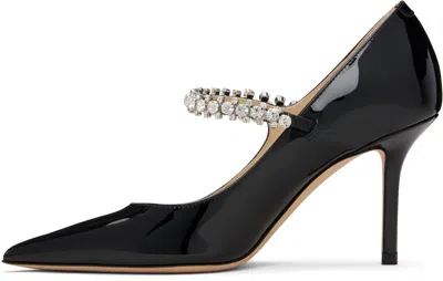 Jimmy Choo Bing 85 Crystal-embellished Pumps In Patent Leather In Black