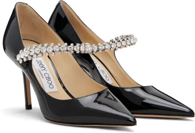 Jimmy Choo Bing 85 Crystal-embellished Pumps In Patent Leather In Black