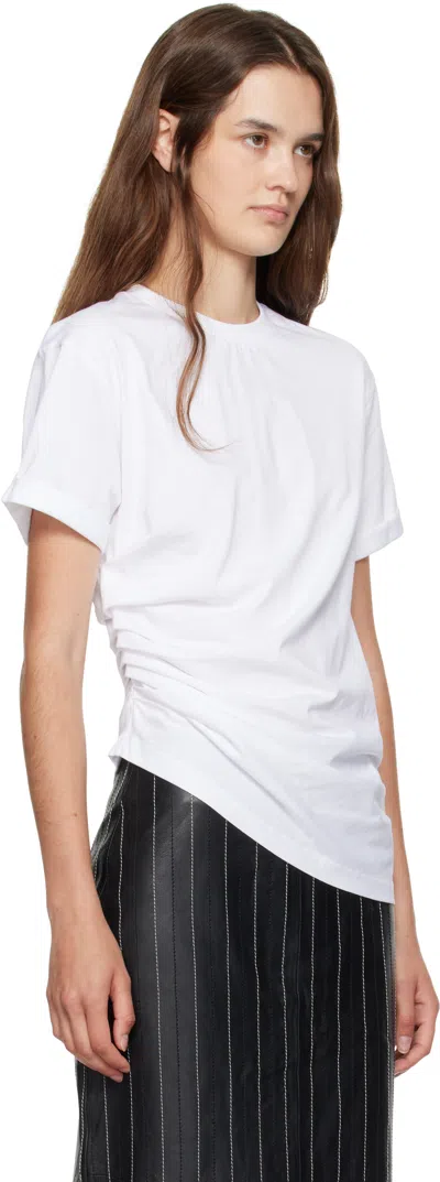 Victoria Beckham Asymmetrical White Cotton T-shirt  In White