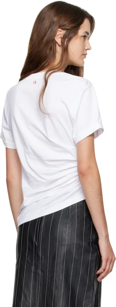 Victoria Beckham Asymmetrical White Cotton T-shirt  In White