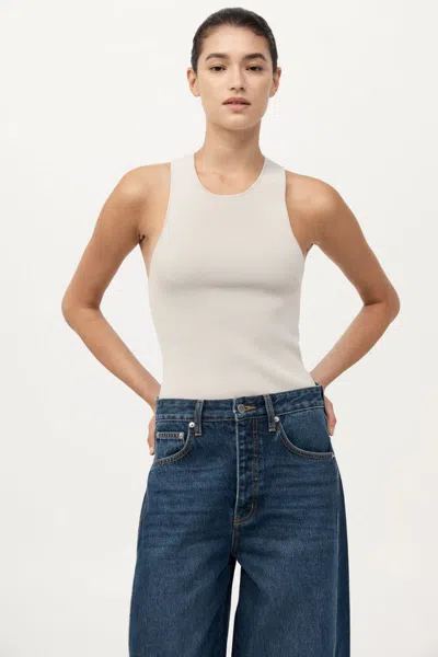 St Agni Sculpted Knit Top In Silver