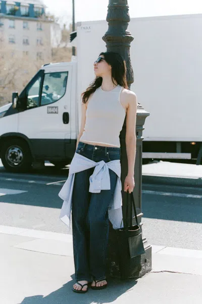 St Agni Sculpted Knit Top In Silver