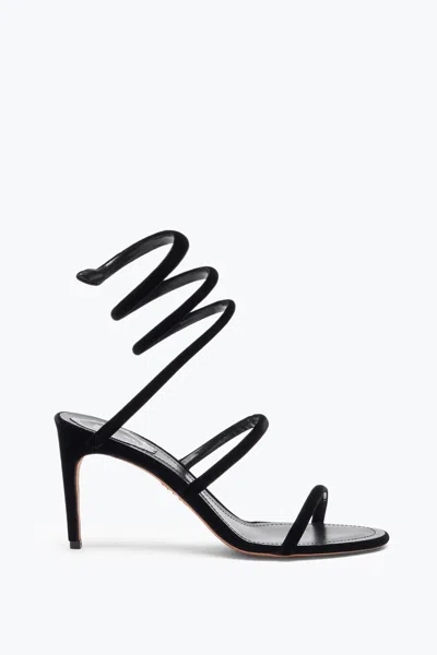 René Caovilla Cleo 80 Crystal-embellished Wraparound Sandals In Black