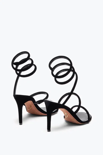 René Caovilla Cleo 80 Crystal-embellished Wraparound Sandals In Black