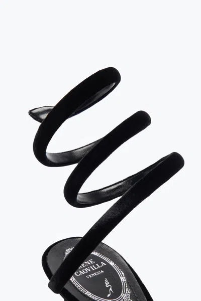 René Caovilla Cleo 80 Crystal-embellished Wraparound Sandals In Black