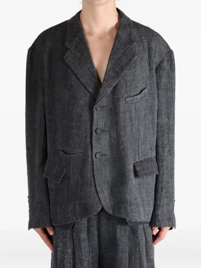 Ziggy Chen Three-button Patch-pocket Coat In Blue