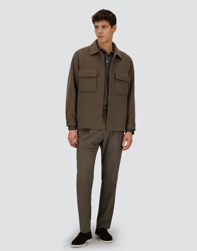 Herno Resort Shacket In Double Faced Pure Wool In Brown
