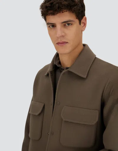 Herno Resort Shacket In Double Faced Pure Wool In Brown
