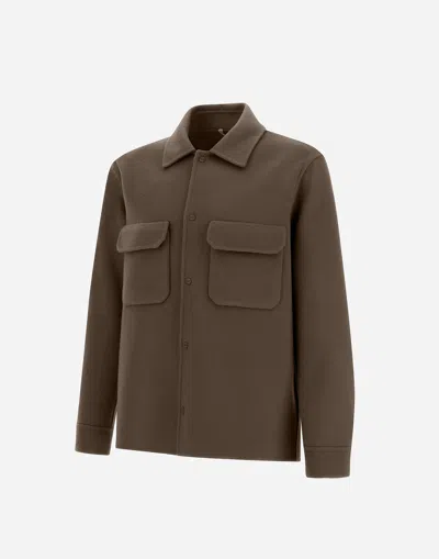 Herno Resort Shacket In Double Faced Pure Wool In Brown