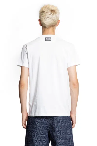 Fendi Stamp Crew Neck Patch Detail Short Sleeves In White