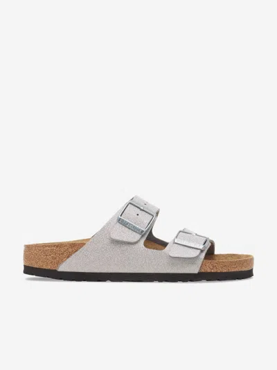 Birkenstock Little Girls Arizona Birko-flor Sandals From Finish Line In Silver