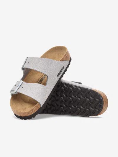 Birkenstock Little Girls Arizona Birko-flor Sandals From Finish Line In Silver