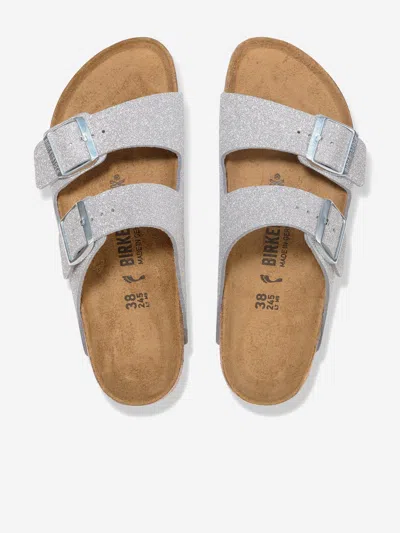 Birkenstock Little Girls Arizona Birko-flor Sandals From Finish Line In Silver
