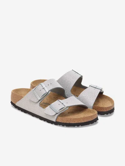 Birkenstock Little Girls Arizona Birko-flor Sandals From Finish Line In Silver