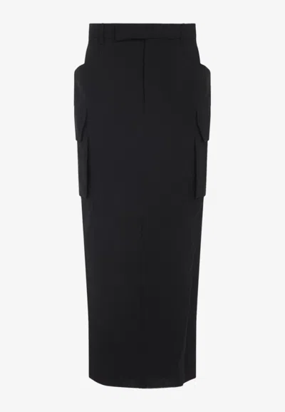 Rick Owens Firbanks Wool Midi Skirt In Black