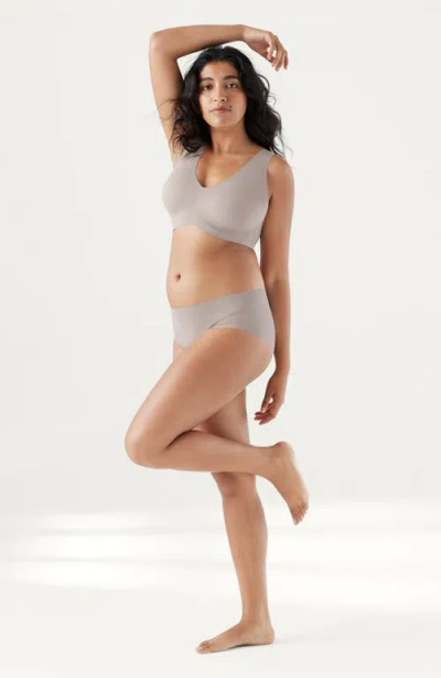True & Co. True Body Lift V-neck Bralette In Gray