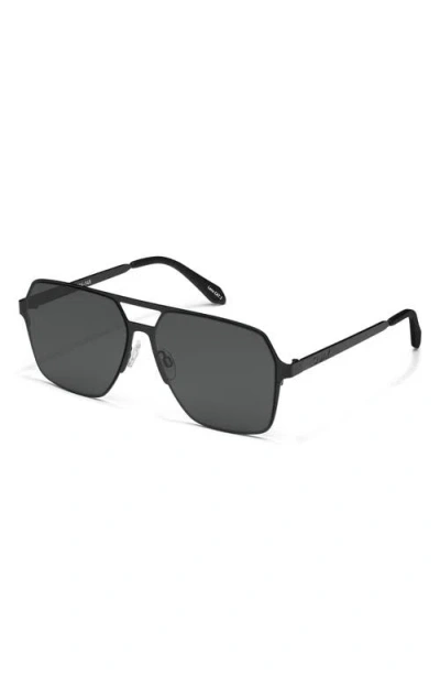 Quay Backstage Pass 60mm Polarized Aviator Sunglasses In Black